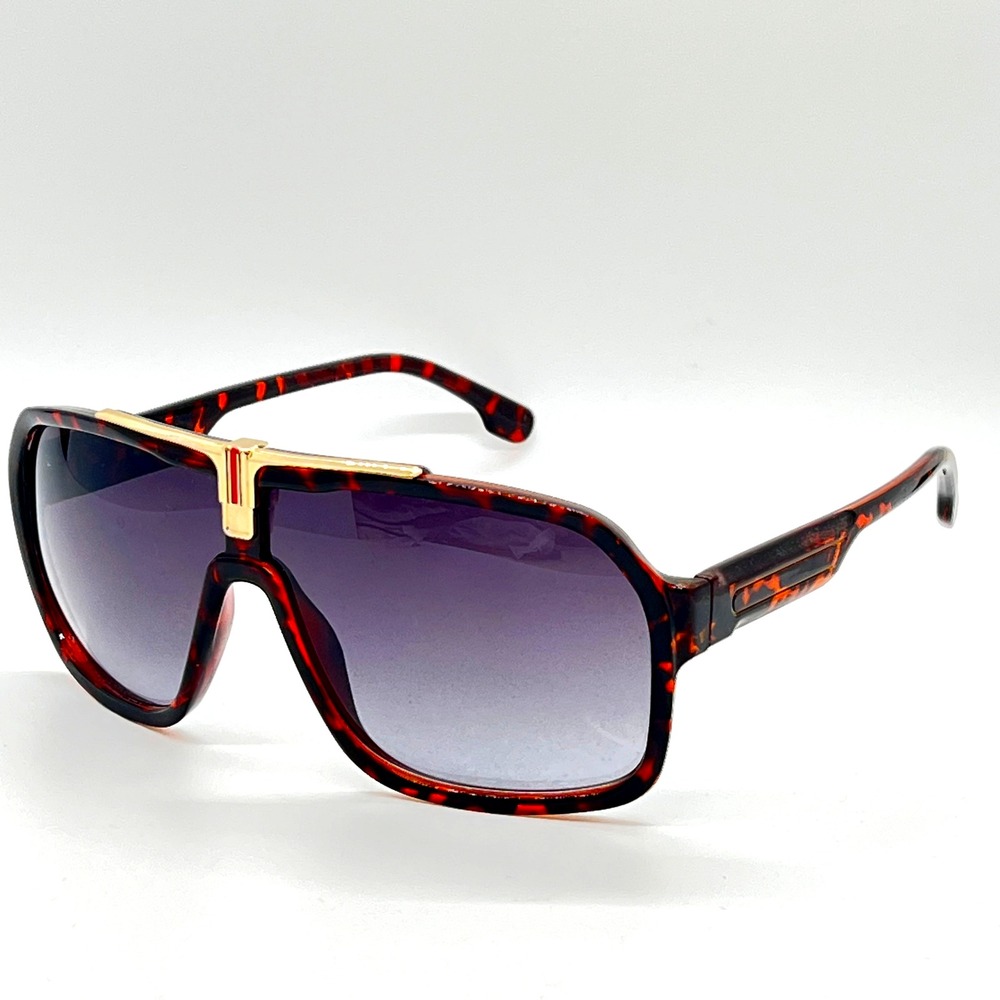 Fashion Sunglasses Tortoise Shell Frame Gold Accent Men Trendy Street Wear Gafas